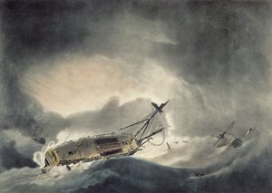 The Storm Increased, kaiverrus Francis Jukes (1745-1812), julkaistu vuonna 1795 (akvatinta)